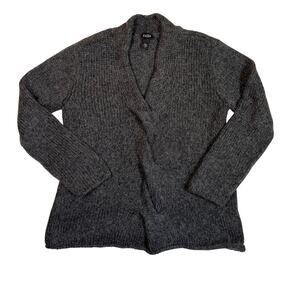 Eileen Fisher Sweater Wool Mohair Womens Small Gray Chunky Knit Twist Front